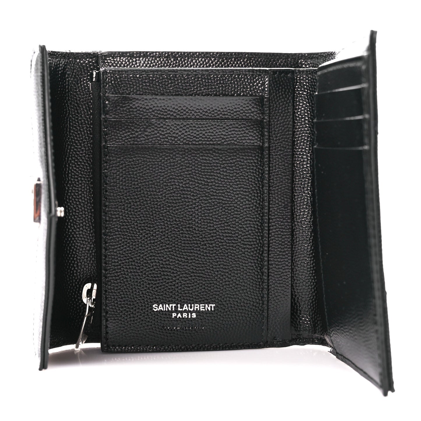 Grain De Poudre Matelasse Chevron Monogram Compact Tri Fold Wallet Black