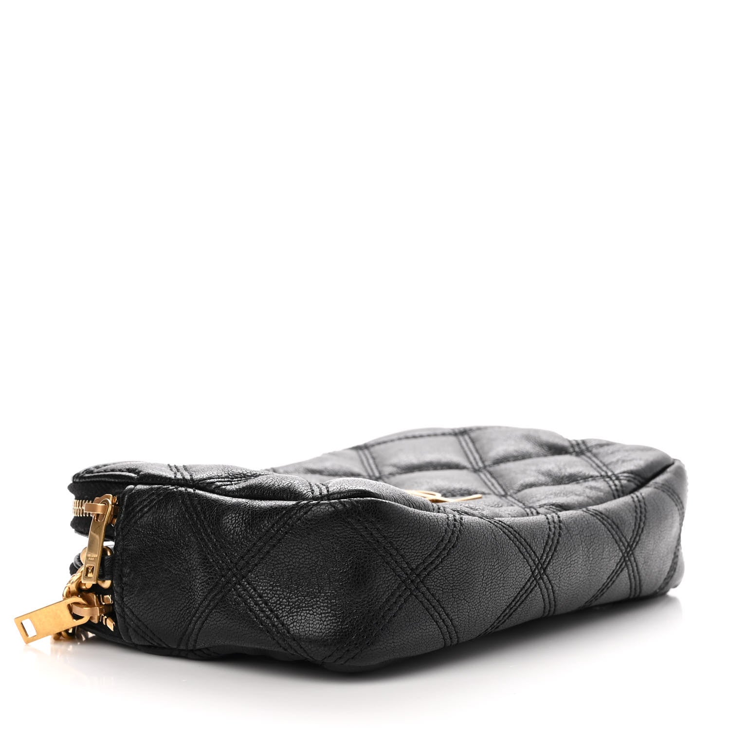 Saint Laurent Grained Lambskin Quilted Mini Becky Double Zip Bag Black 4 of 13