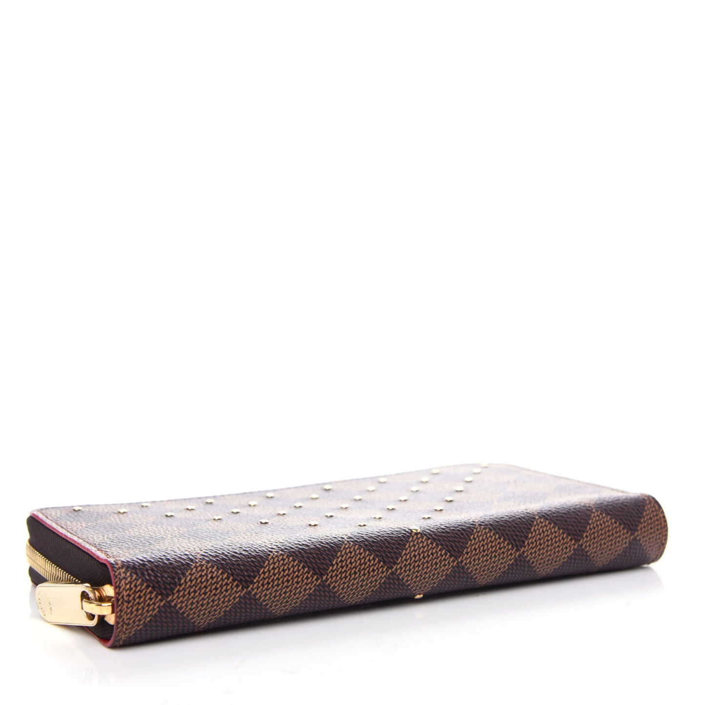 Damier Ebene Studded Zippy Wallet Cherry