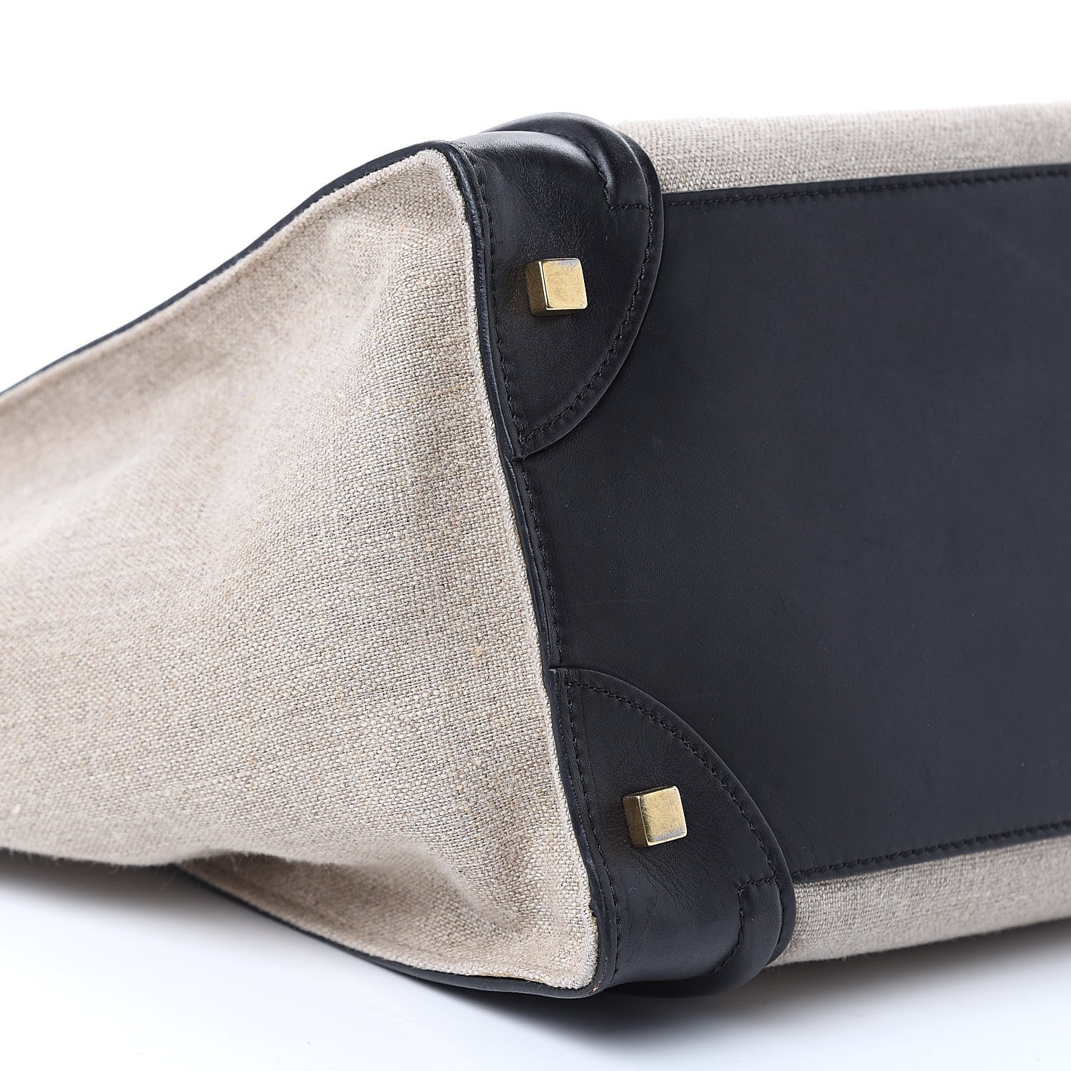 Celine Linen Smooth Calfskin Mini Bi-Color Luggage Natural Black 8 of 19