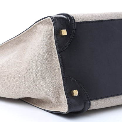 Celine Linen Smooth Calfskin Mini Bi-Color Luggage Natural Black 8 of 19