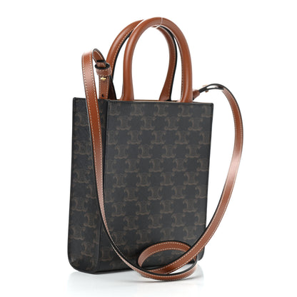 Celine Triomphe Canvas Calfskin Mini Vertical Cabas Tan 3 of 7