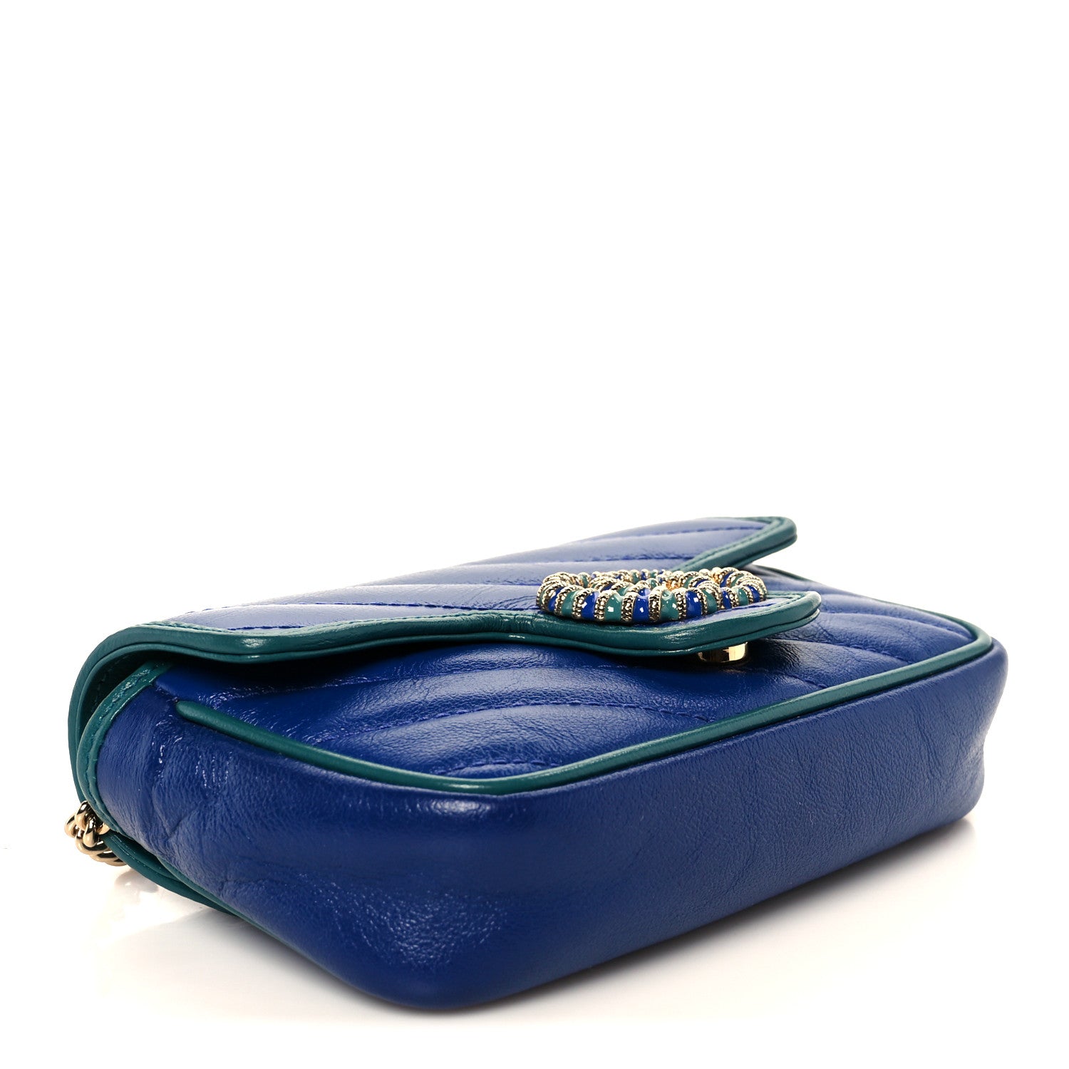 Gucci Azalea Calfskin Enamel Matelasse Diagonal Super Mini Torchon