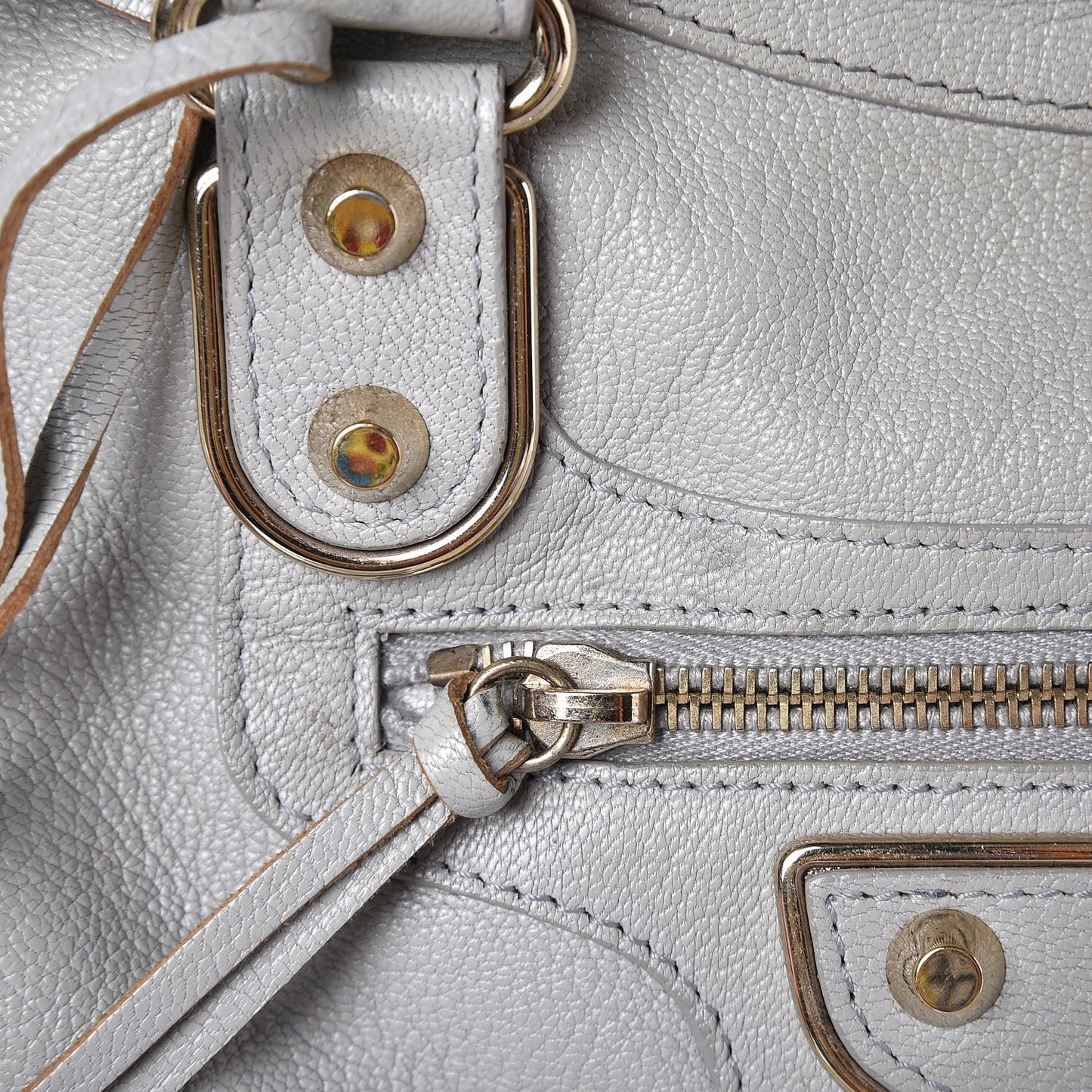 Chevre Gold Metallic Edge Hardware City Gris Perle