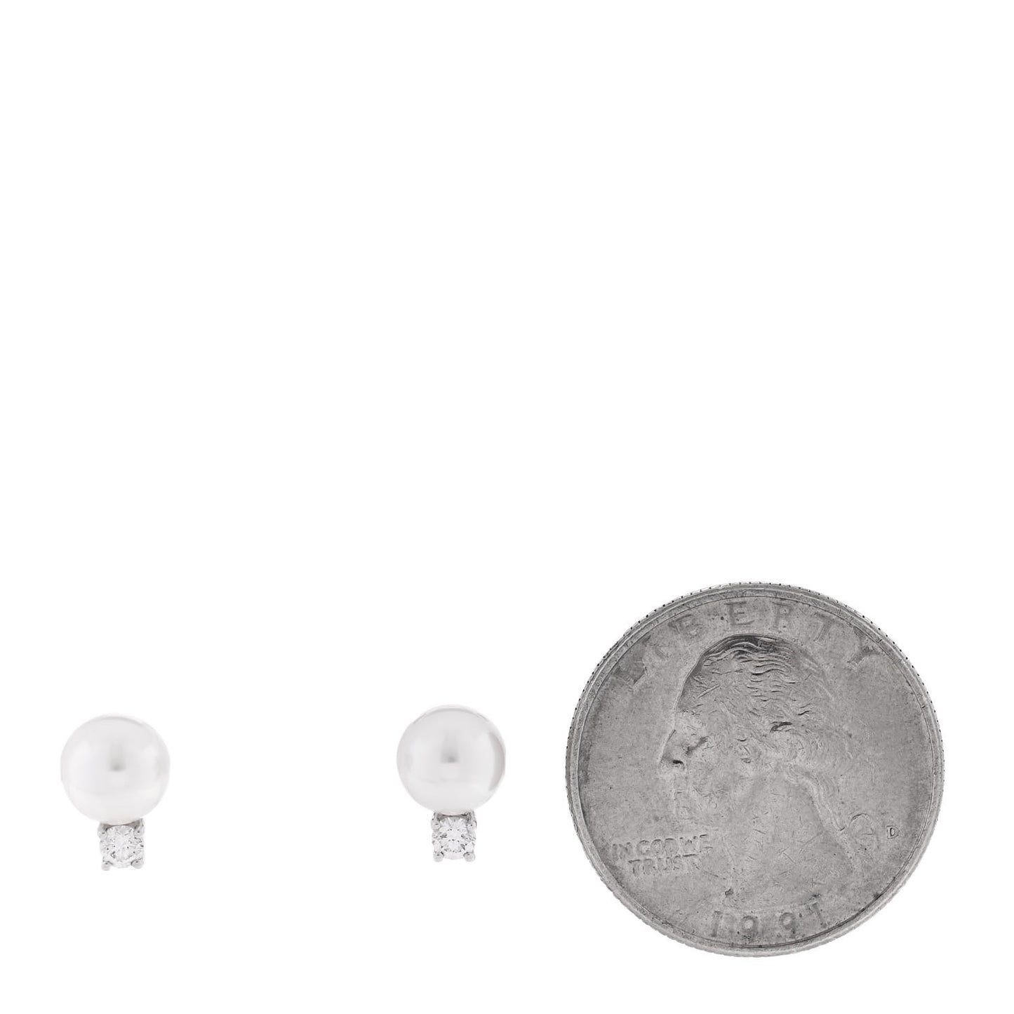 18K White Gold Diamond Akoya Cultured Pearl 6.5-7mm Signature Earrings