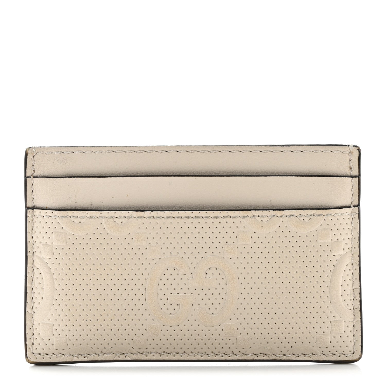 Gucci Calfskin GG Tennis Embossed Card Holder Mystic White 1 of 6