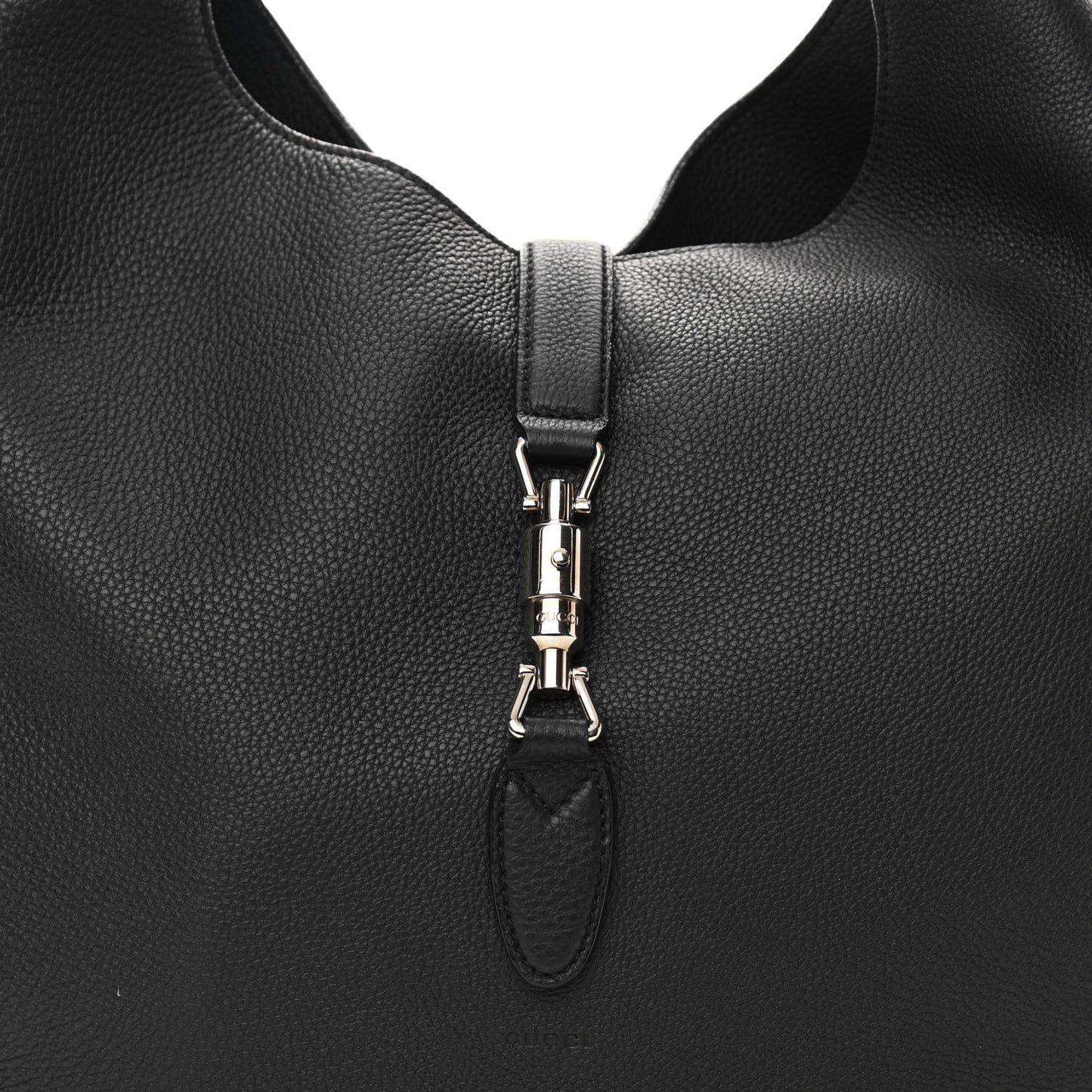 Soft Grained Calfskin Large Jackie Hobo Black