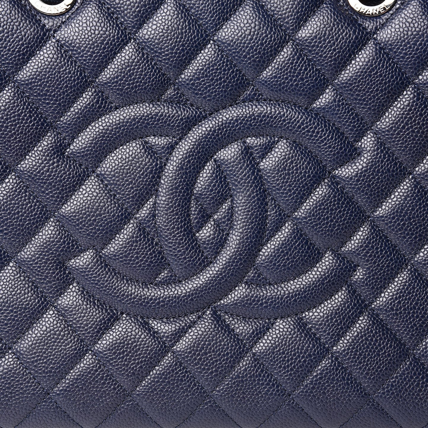 Caviar Quilted Grand Shopping Tote GST Navy Blue