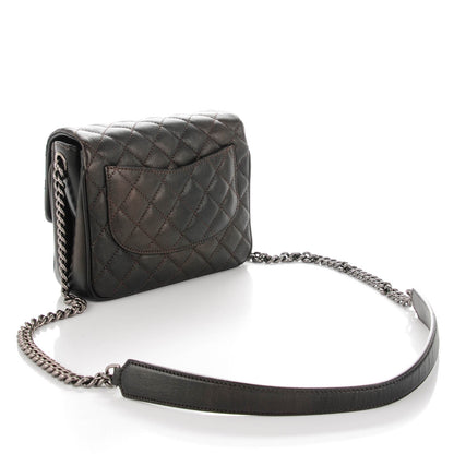 Chanel Metallic Goatskin Quilted Small Rock In Rome Flap Charcoal 3 of 8