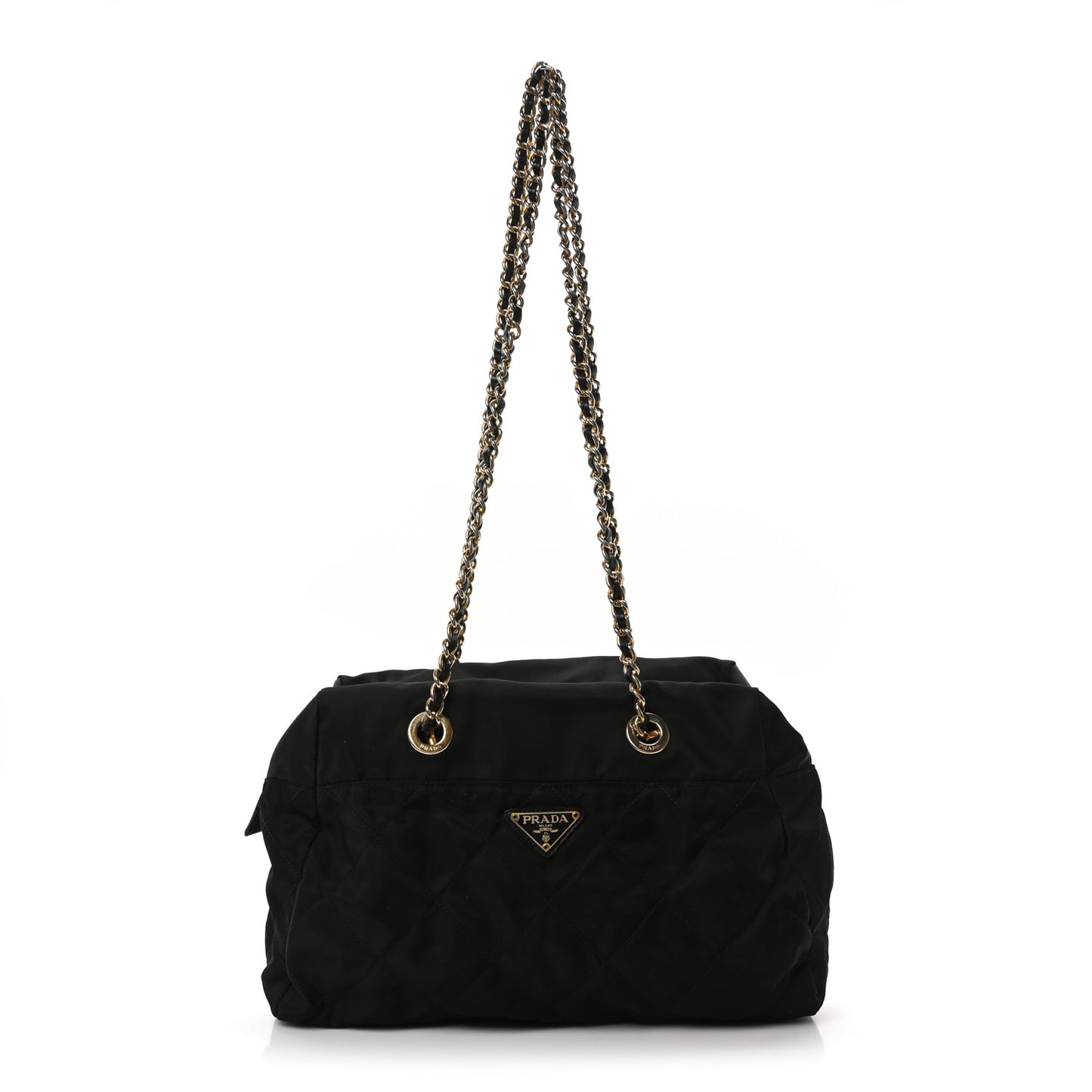 Nylon Tessuto Quilted Shoulder Bag Black