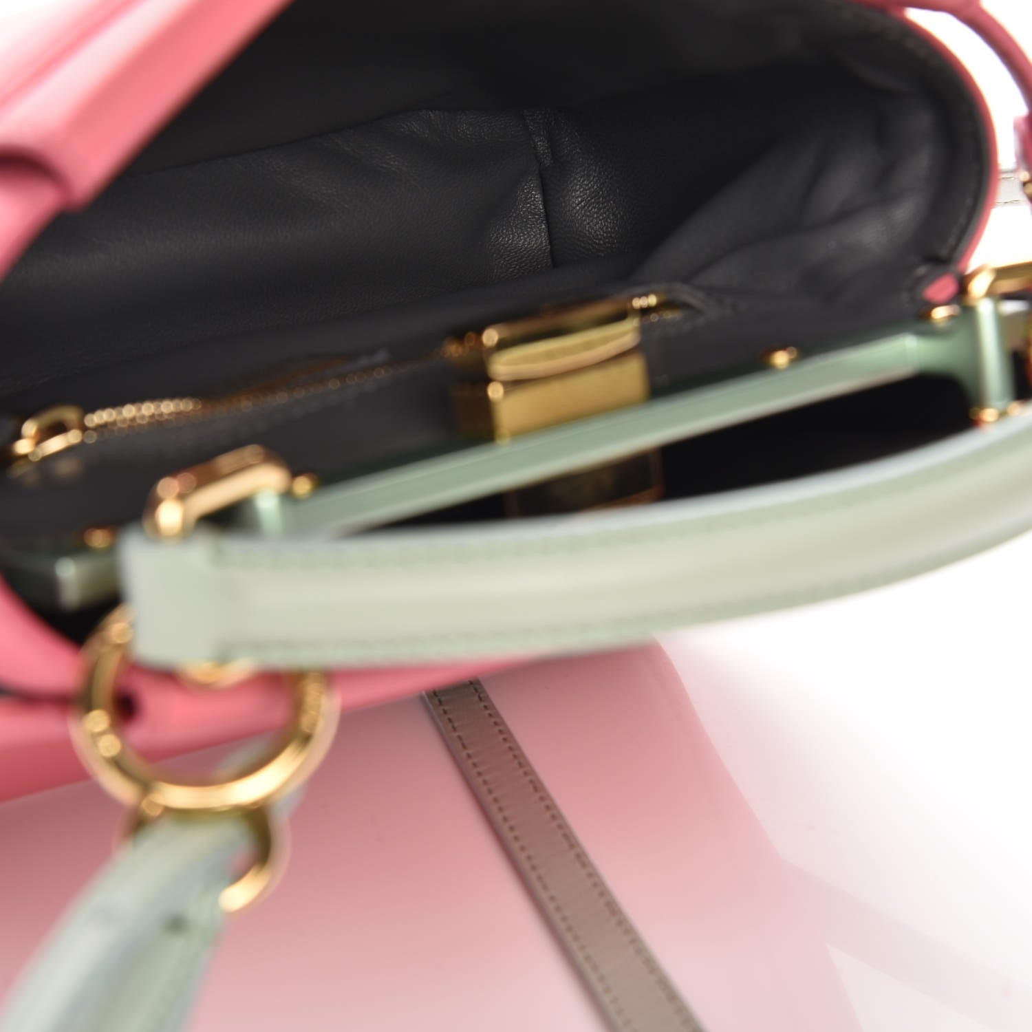 Fendi Nappa Colorblock Mini Peekaboo Iconic Satchel Rosa Fluo Oxigen Slate 7 of 9