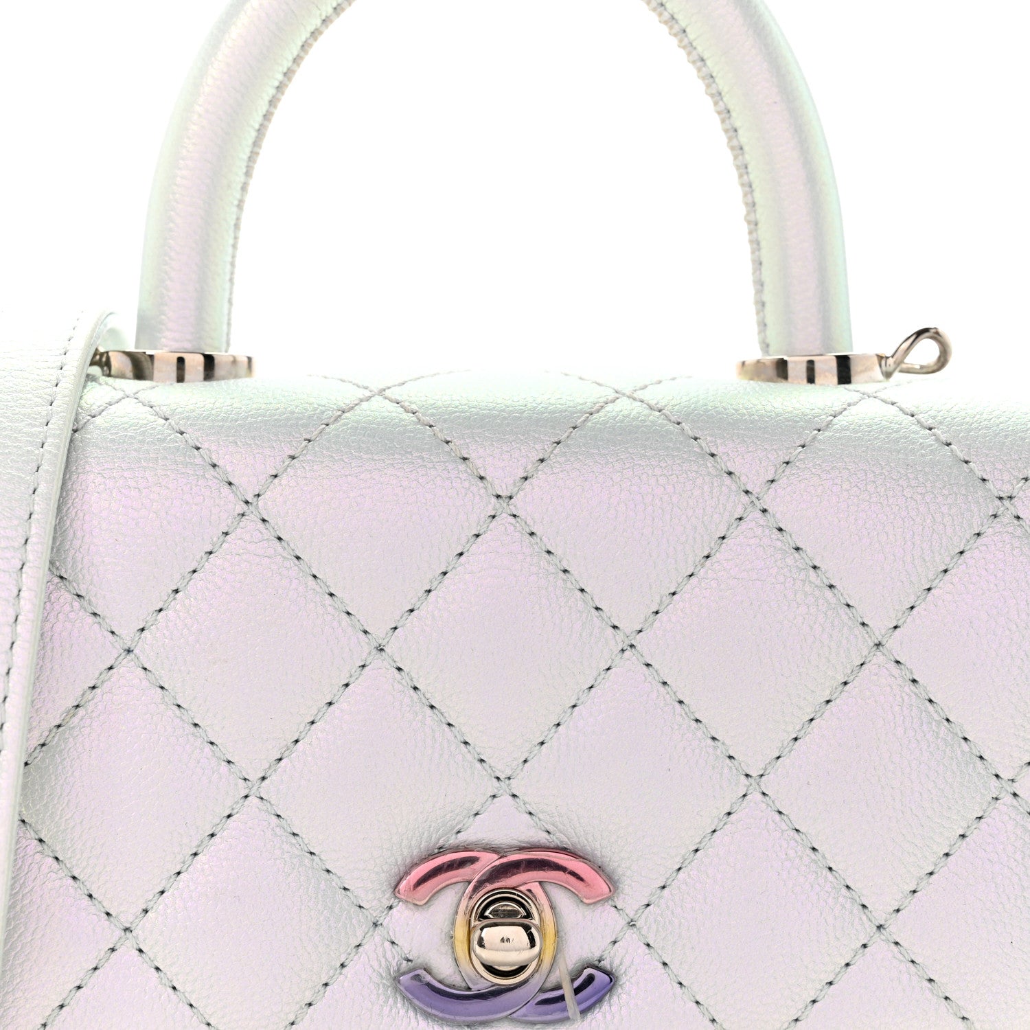 Chanel Iridescent Caviar Quilted Extra Mini Coco Handle Flap Light Blue 8 of 10