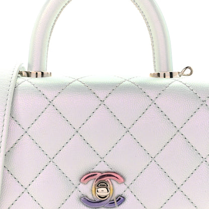 Chanel Iridescent Caviar Quilted Extra Mini Coco Handle Flap Light Blue 8 of 10