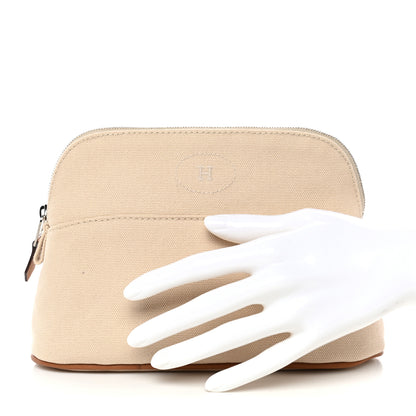 Hermes Cotton Canvas Mini Bolide Travel Cosmetic Pouch Naturel 2 of 8