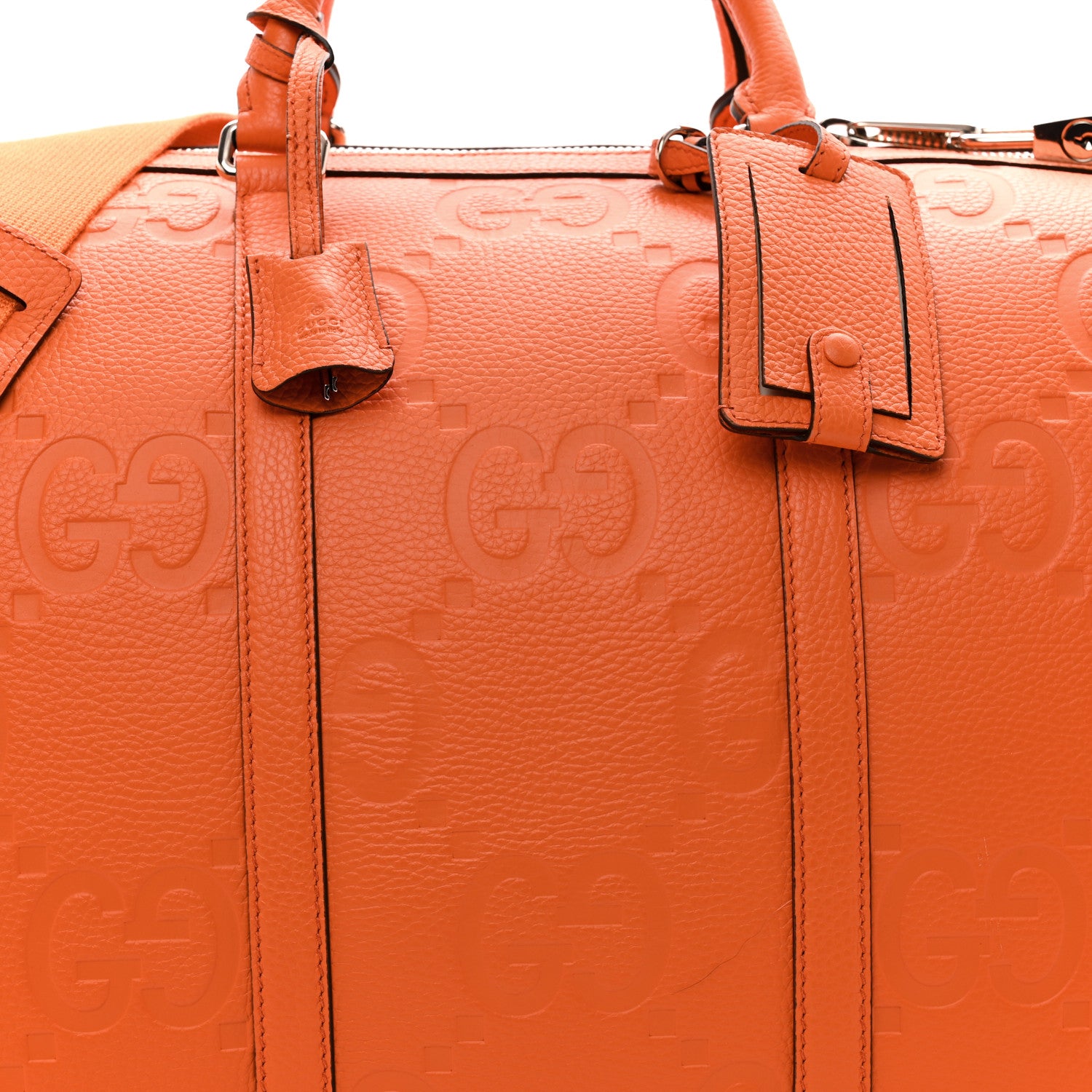 Gucci Piuma Calfskin Jumbo GG Embossed Large Duffle Bag Good Orange 8 of 13
