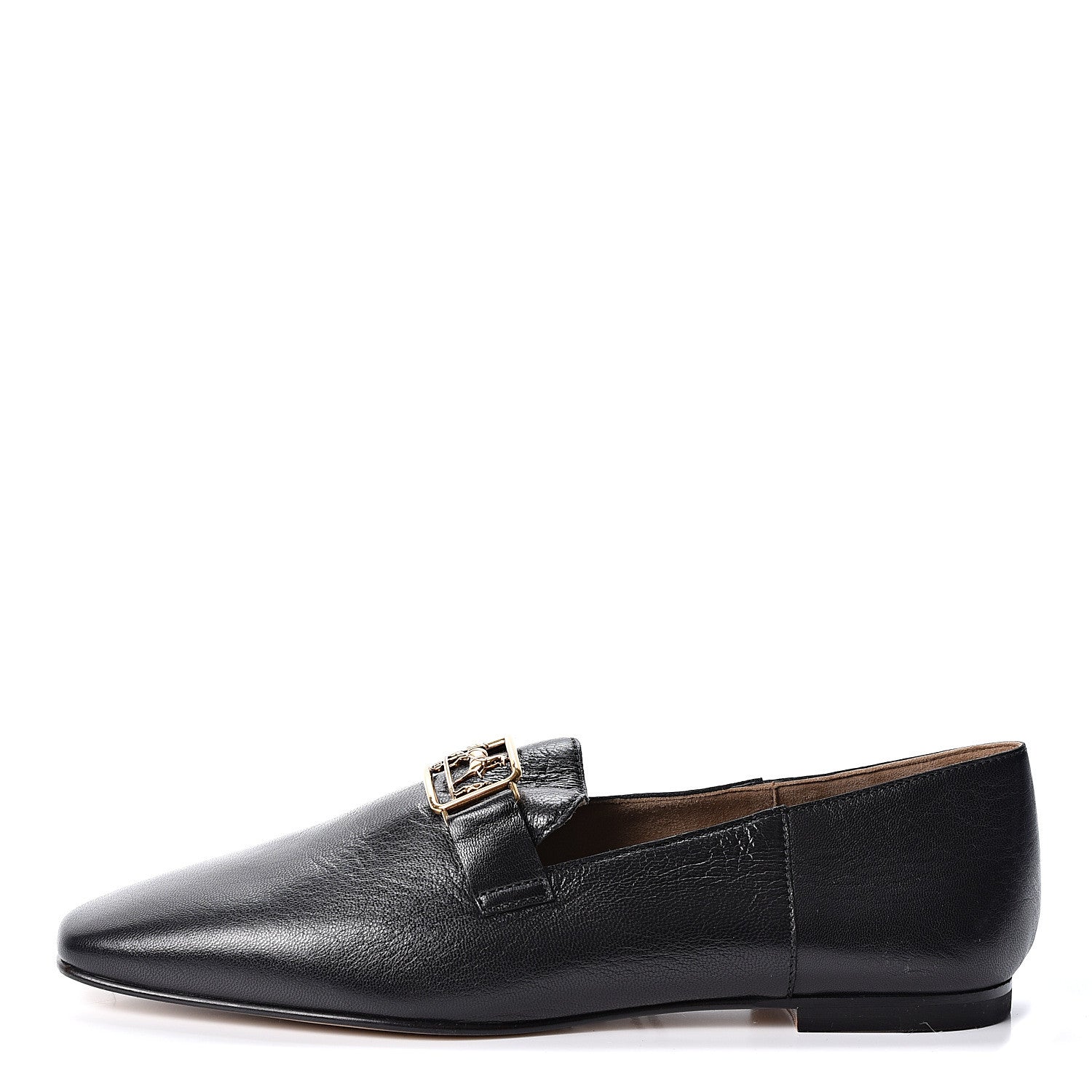 Hermes Goatskin Womens Time Loafers 37 Black 1 of 9