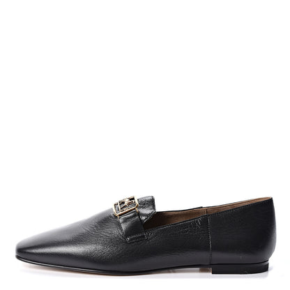 Hermes Goatskin Womens Time Loafers 37 Black 1 of 9