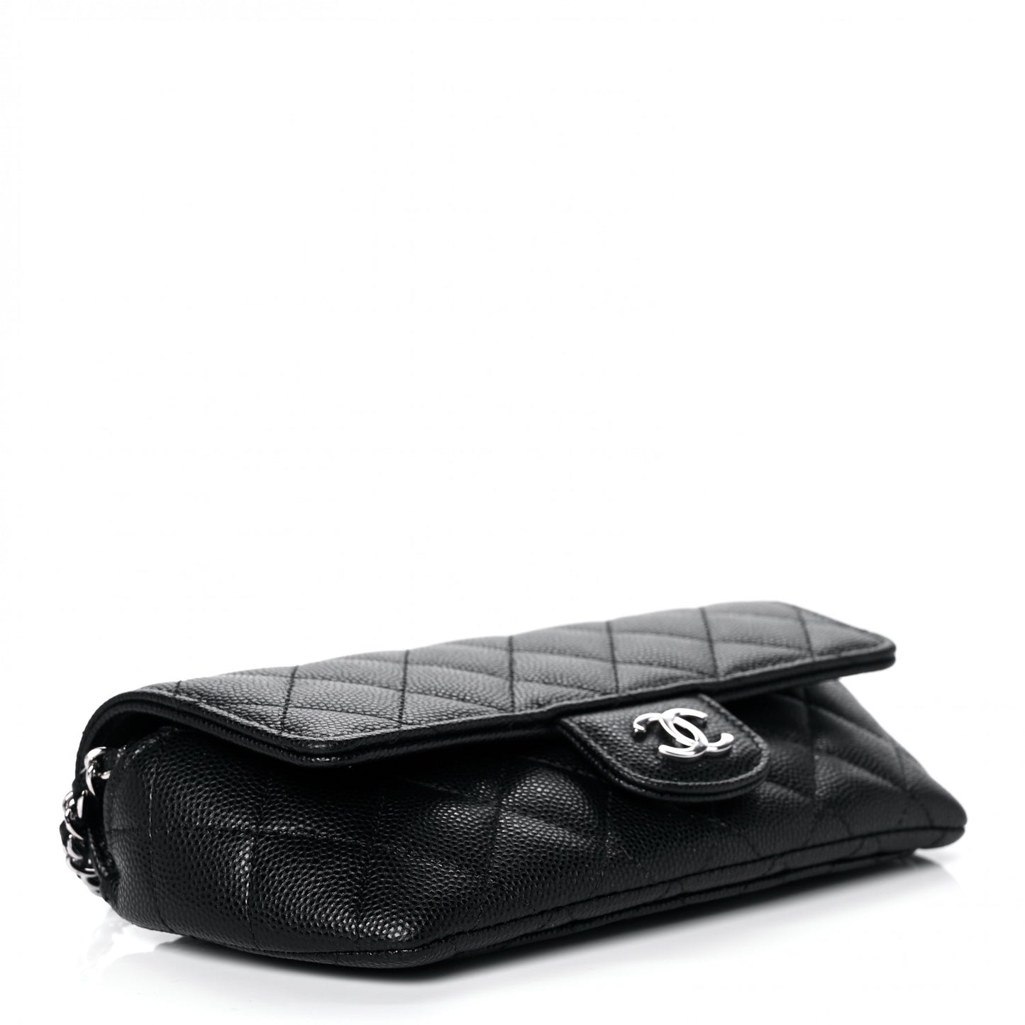 Caviar Quilted Glasses Case With Chain Black