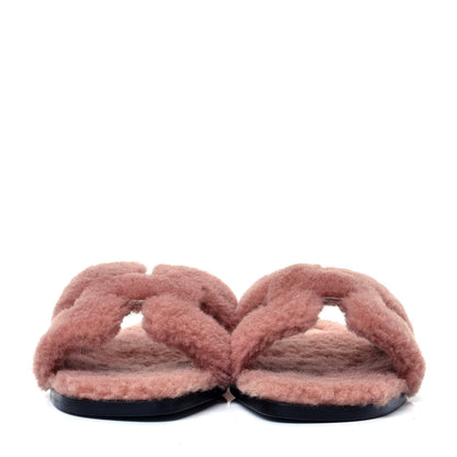 Hermes Woolskin Oran Sandals 36.5 Rose Aube 2 of 5
