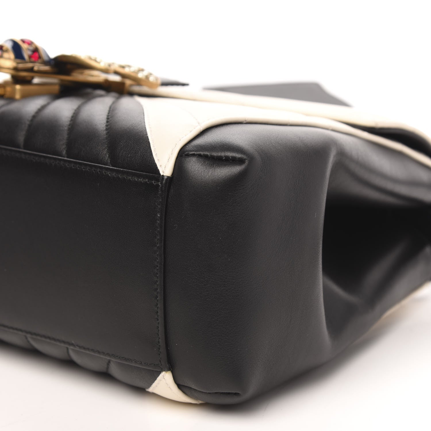 Gucci Calfskin Bamboo Trapuntata Queen Margaret Top Handle Bag Mystic White Black 11 of 11