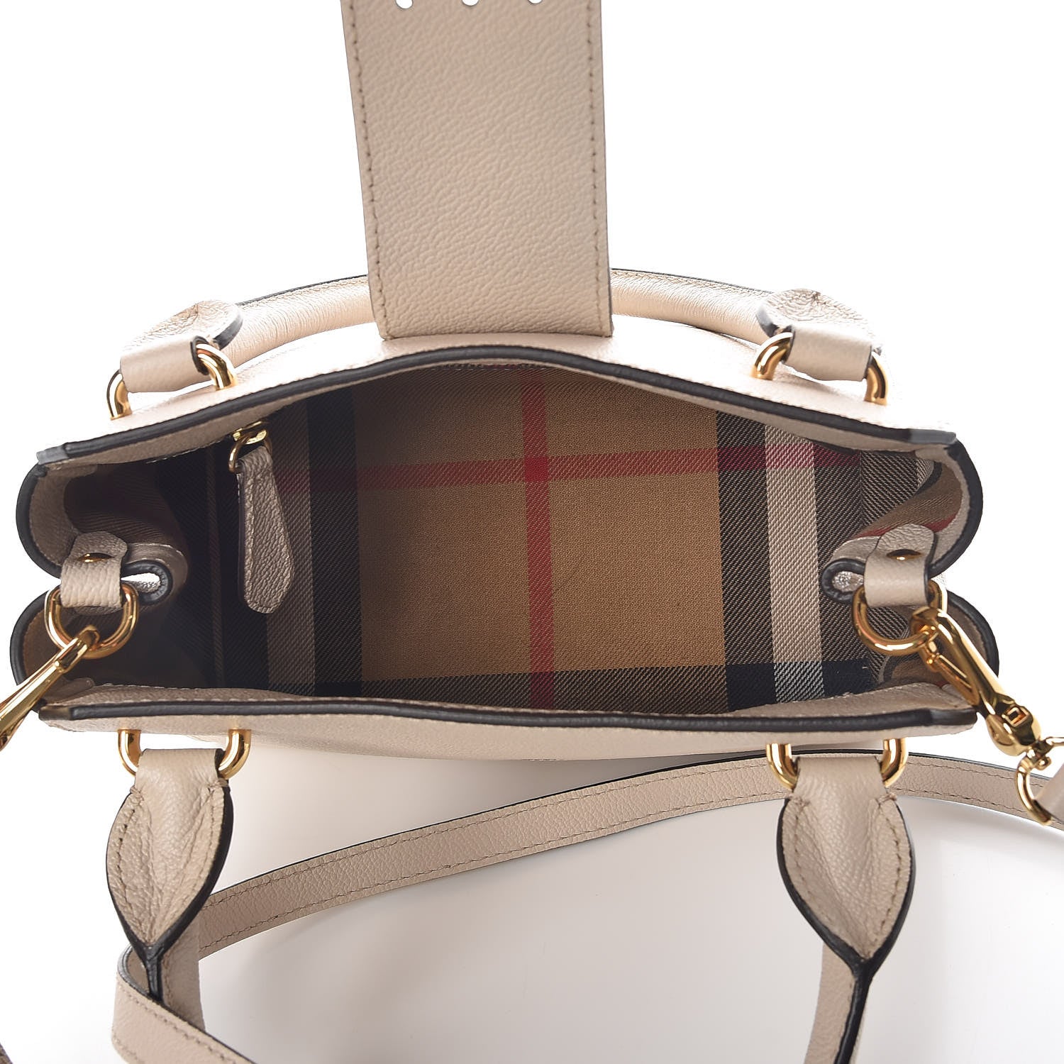 Burberry Soft Grain Calfskin Small Buckle Tote Limestone 8 of 12
