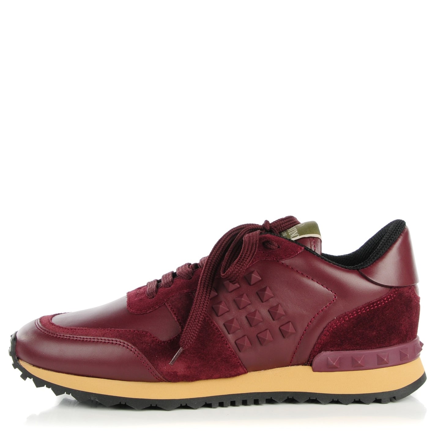 Calfskin Suede Rockstud Sneakers 37 Rubin