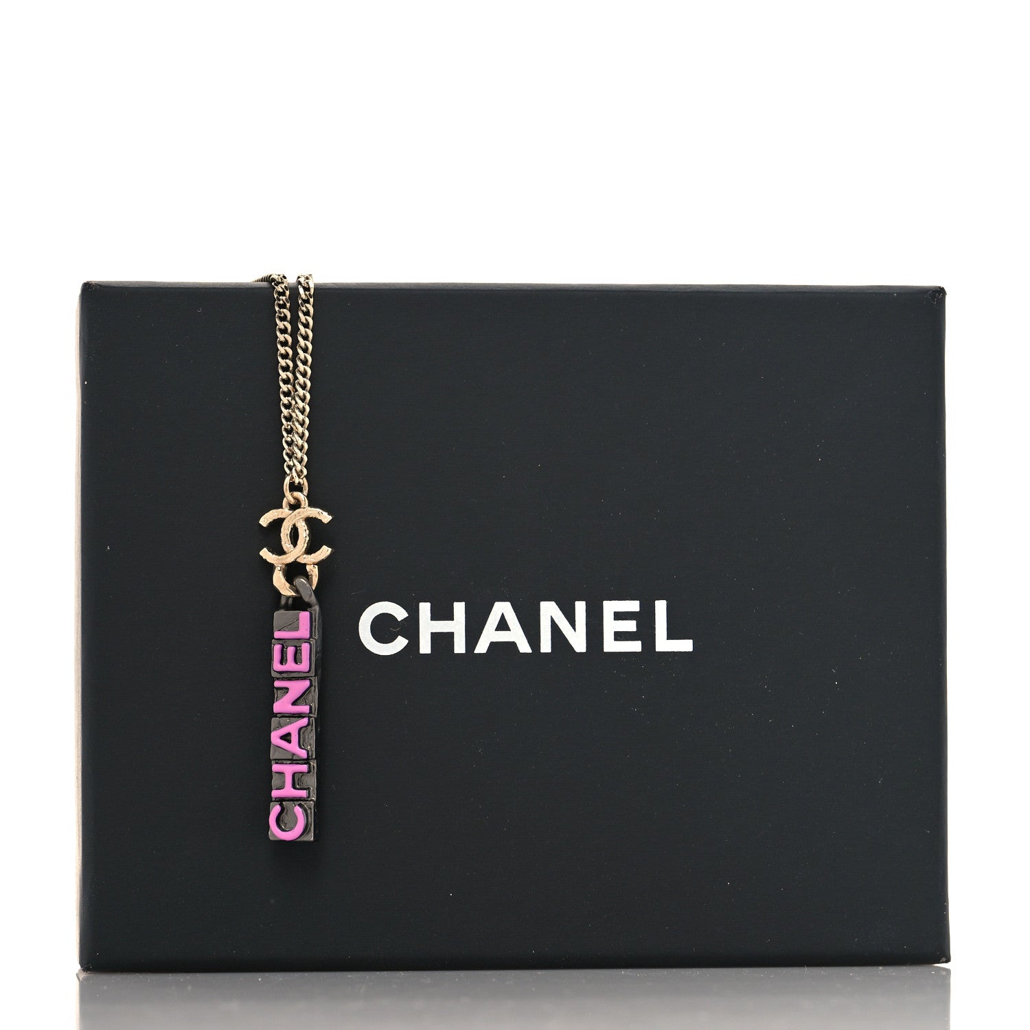 Chanel Enamel CC Logo Chain Necklace Ruthenium Pink 6 of 6