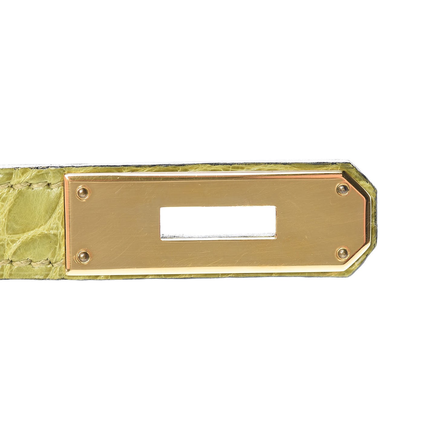 Shiny Alligator Kelly Sellier 32 Vert Chartreuse