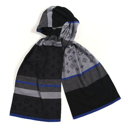 Louis Vuitton Wool Monogram Color Block Scarf Black 1 of 3