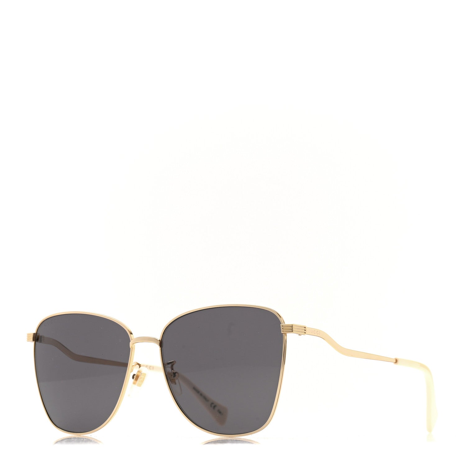 Gucci Metal Square Frame Sunglasses GG0970S Gold Grey 1 of 8