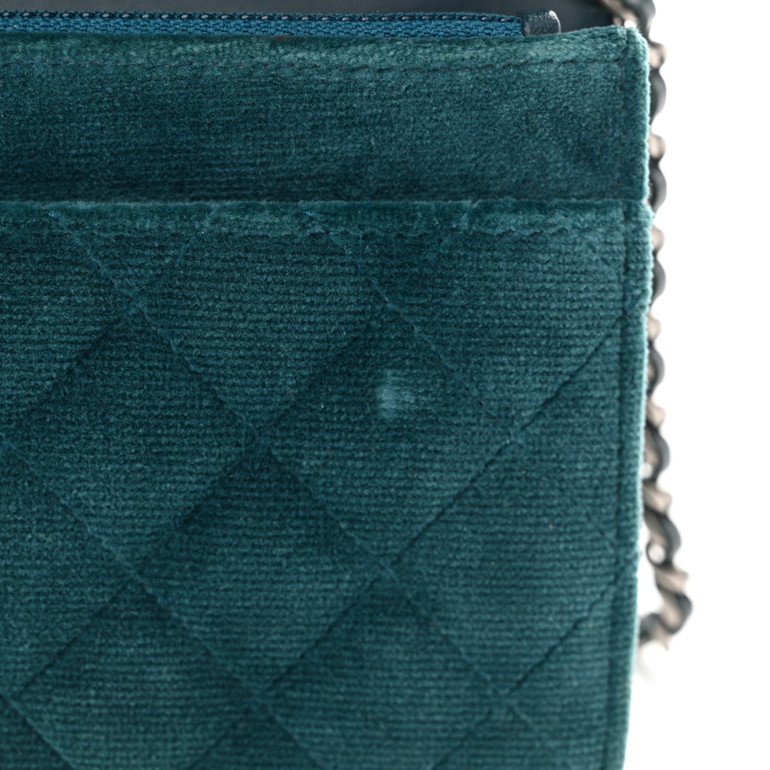 Chanel Velvet Quilted Boy Wallet On Chain WOC Teal 12 of 13