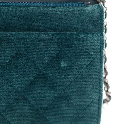 Chanel Velvet Quilted Boy Wallet On Chain WOC Teal 12 of 13