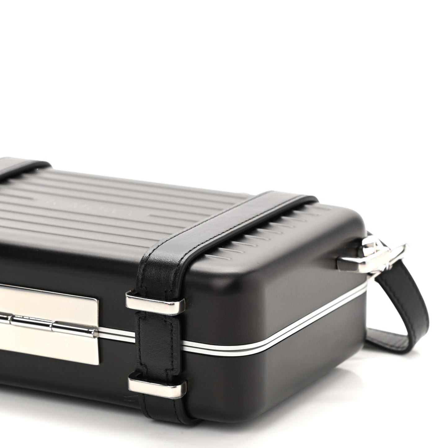 X RIMOWA Aluminum Personal Clutch On Strap Black