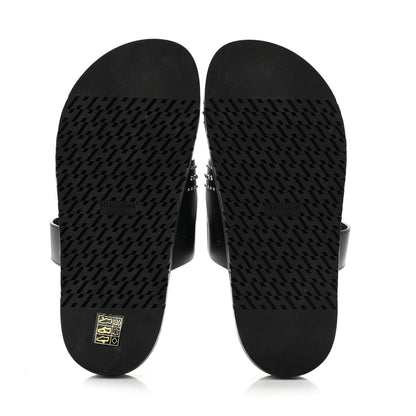 Hermes Mini Stud Calfskin Womens Chypre Sandals 39 Black 5 of 8
