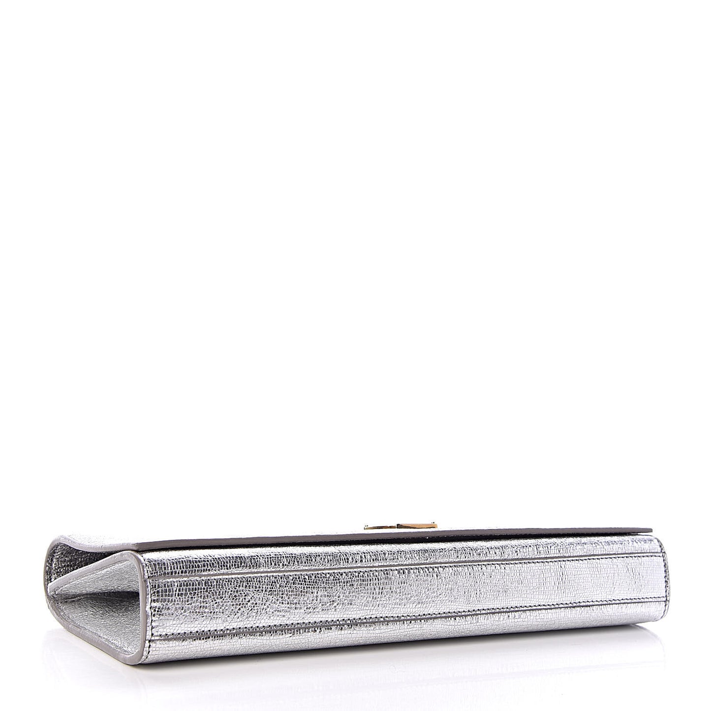Textured Metallic Calfskin Classic Monogram Cassandre Clutch Silver