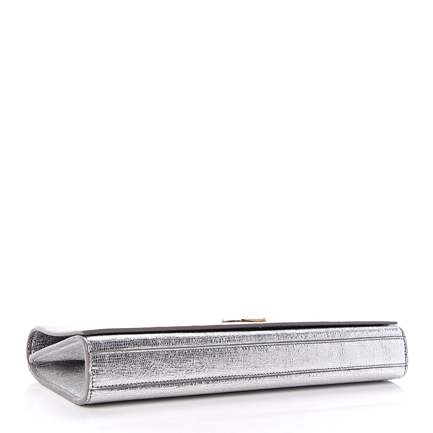 Saint Laurent Textured Metallic Calfskin Classic Monogram Cassandre Clutch Silver 4 of 7