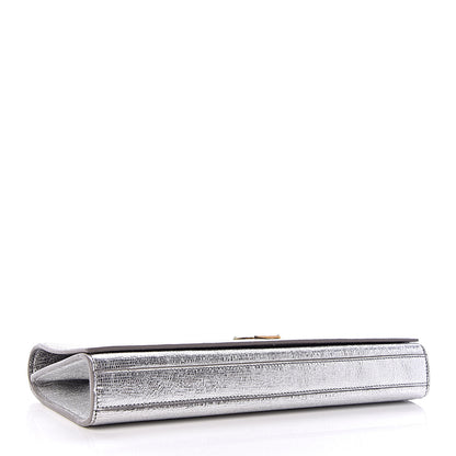 Saint Laurent Textured Metallic Calfskin Classic Monogram Cassandre Clutch Silver 4 of 7