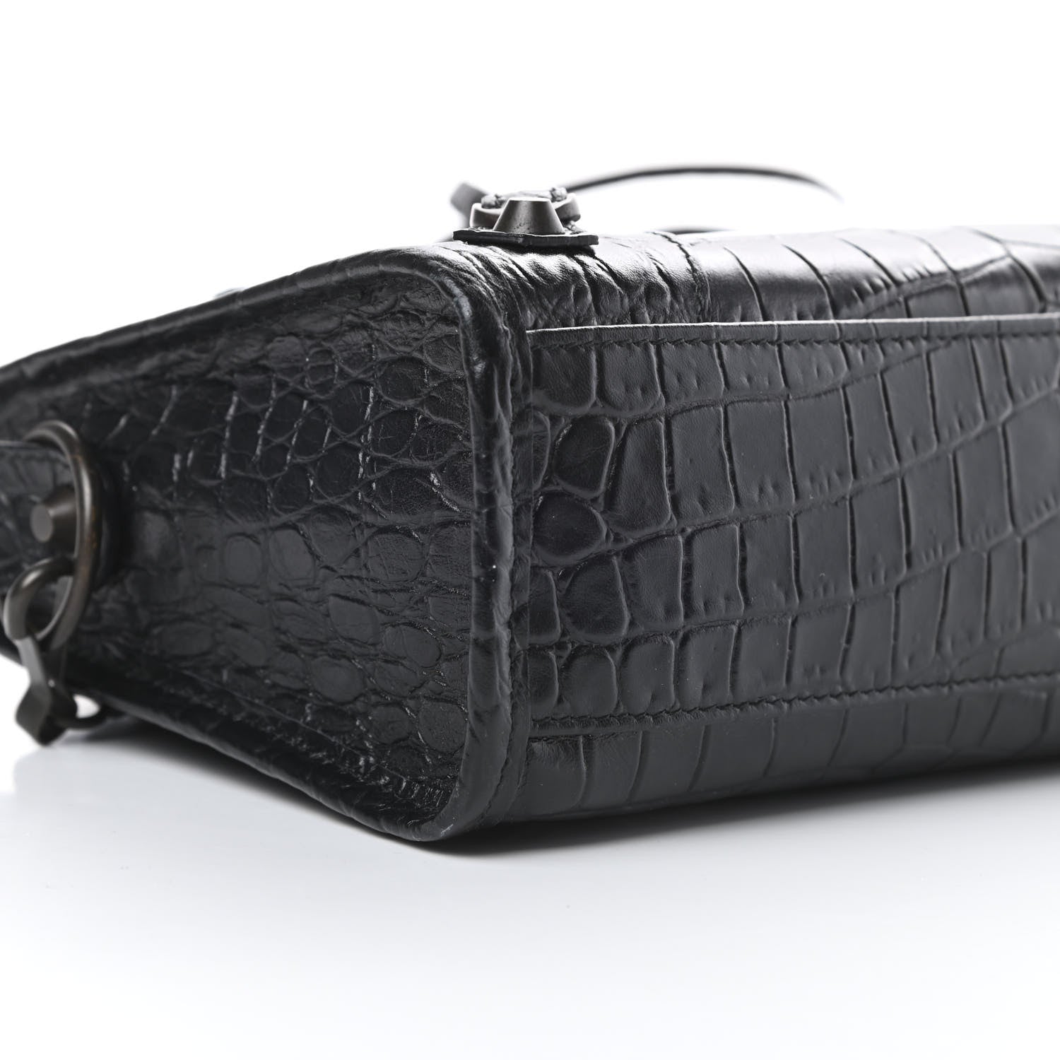 Balenciaga Calfskin Crocodile Embossed Classic Hardware Mini City Black 9 of 10
