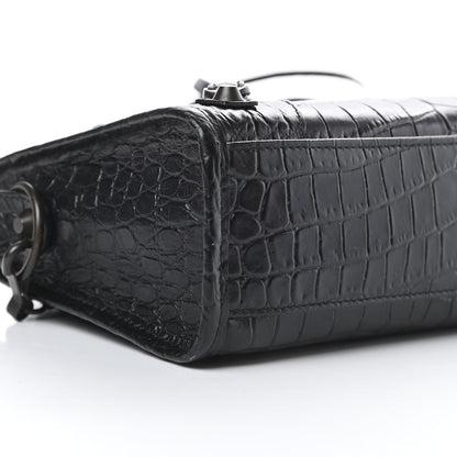 Balenciaga Calfskin Crocodile Embossed Classic Hardware Mini City Black 9 of 10