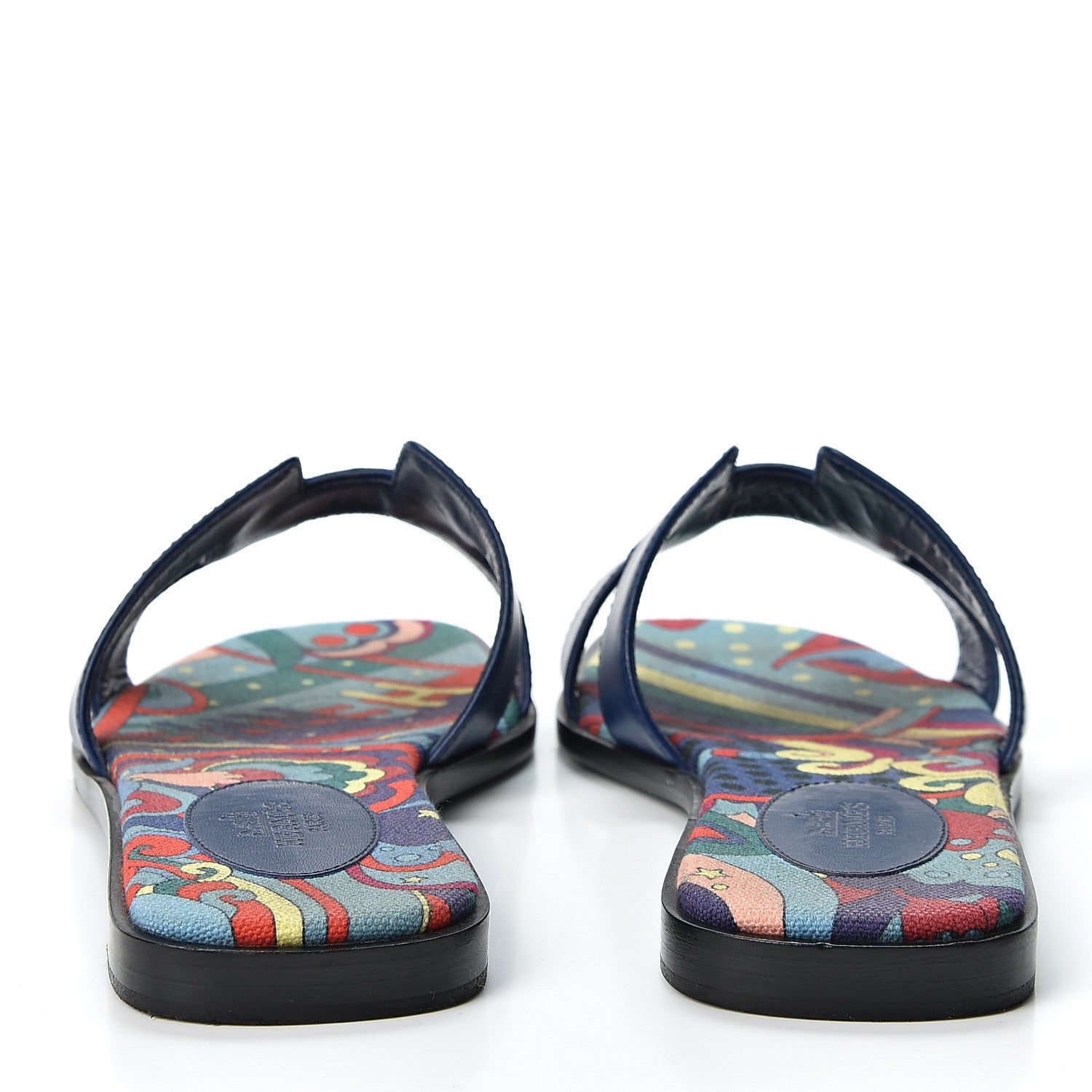 Hermes Calfskin Oran Sandals 37.5 Bleu 5 of 10