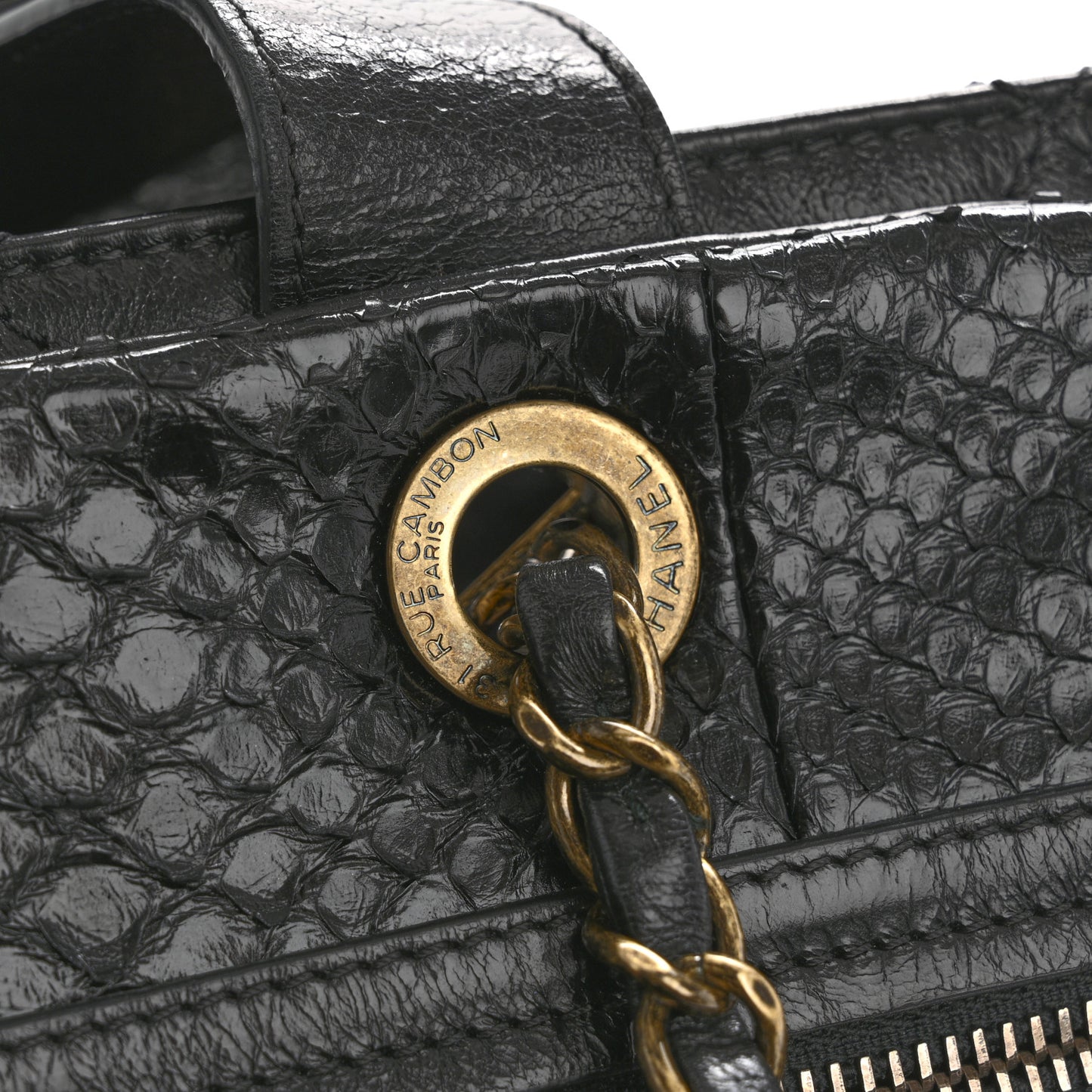 Snakeskin Glazed Calfskin Quilted Urban Mix Tote Black