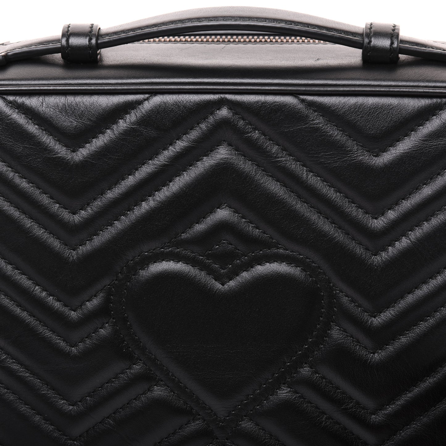 Calfskin Matelasse Sylvie Web Small GG Marmont Top Handle Shoulder Bag Black