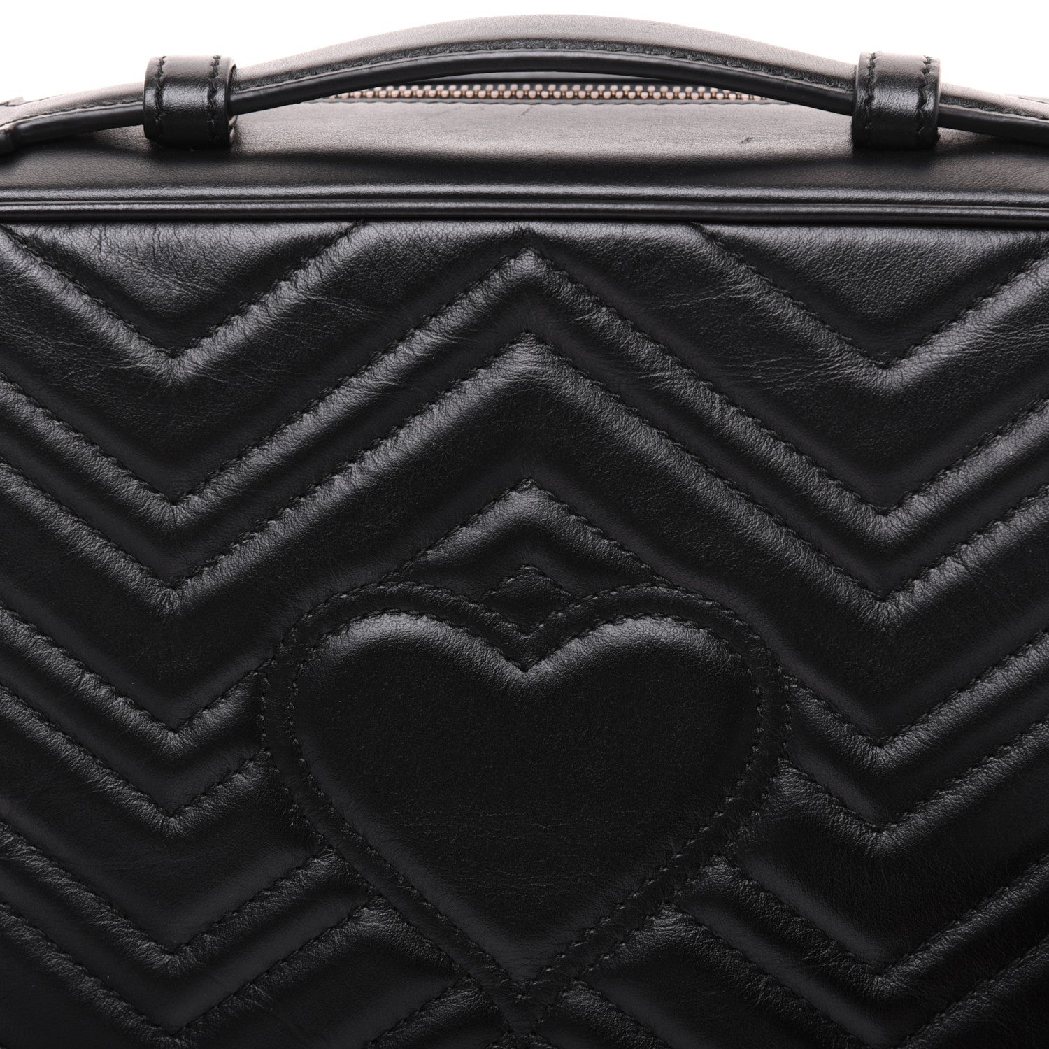 Gucci Calfskin Matelasse Sylvie Web Small GG Marmont Top Handle Shoulder Bag Black 16 of 23