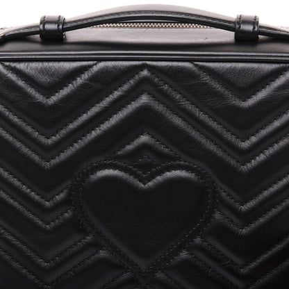 Gucci Calfskin Matelasse Sylvie Web Small GG Marmont Top Handle Shoulder Bag Black 16 of 23