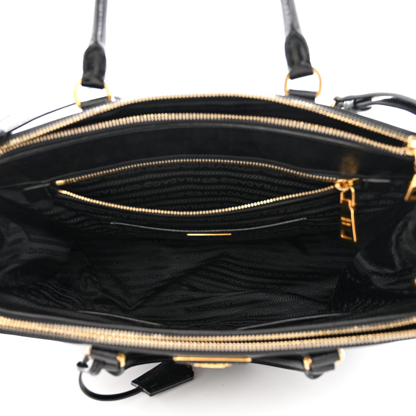 Saffiano Vernice Medium Double Zip Tote Black