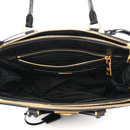 Prada Saffiano Vernice Medium Double Zip Tote Black 6 of 12