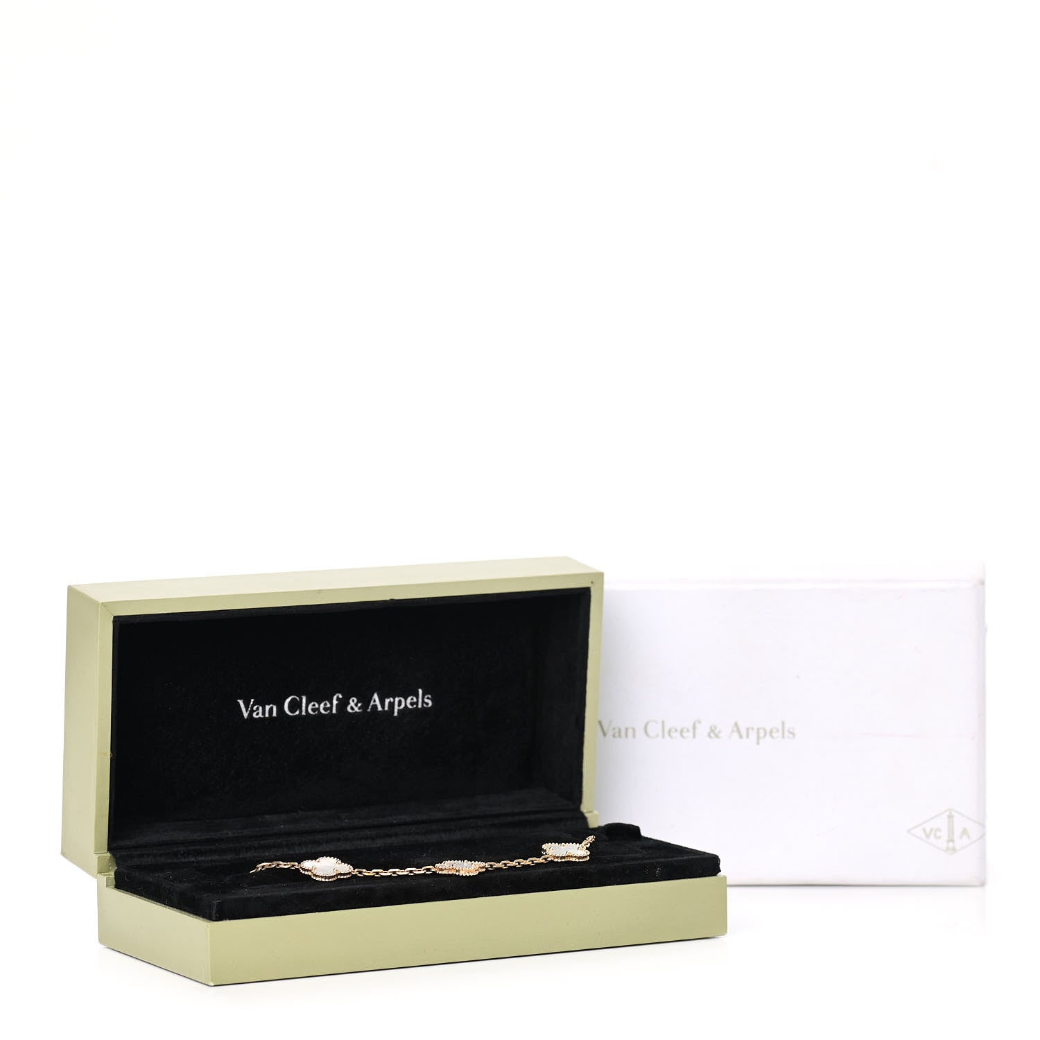 Van Cleef & Arpels 18K Yellow Gold Mother of Pearl 5 Motifs Vintage Alhambra Bracelet 7 of 7