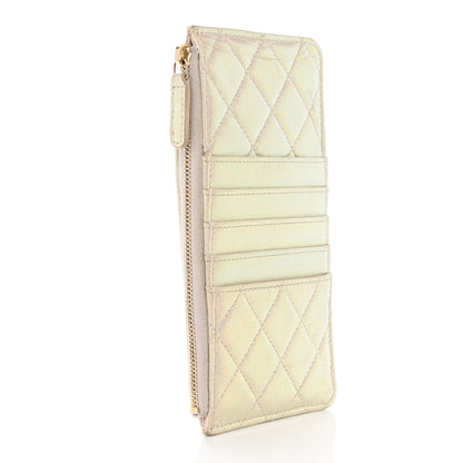 Chanel Iridescent Lambskin Quilted Classic Flat Wallet Pouch Ivory 3 of 7