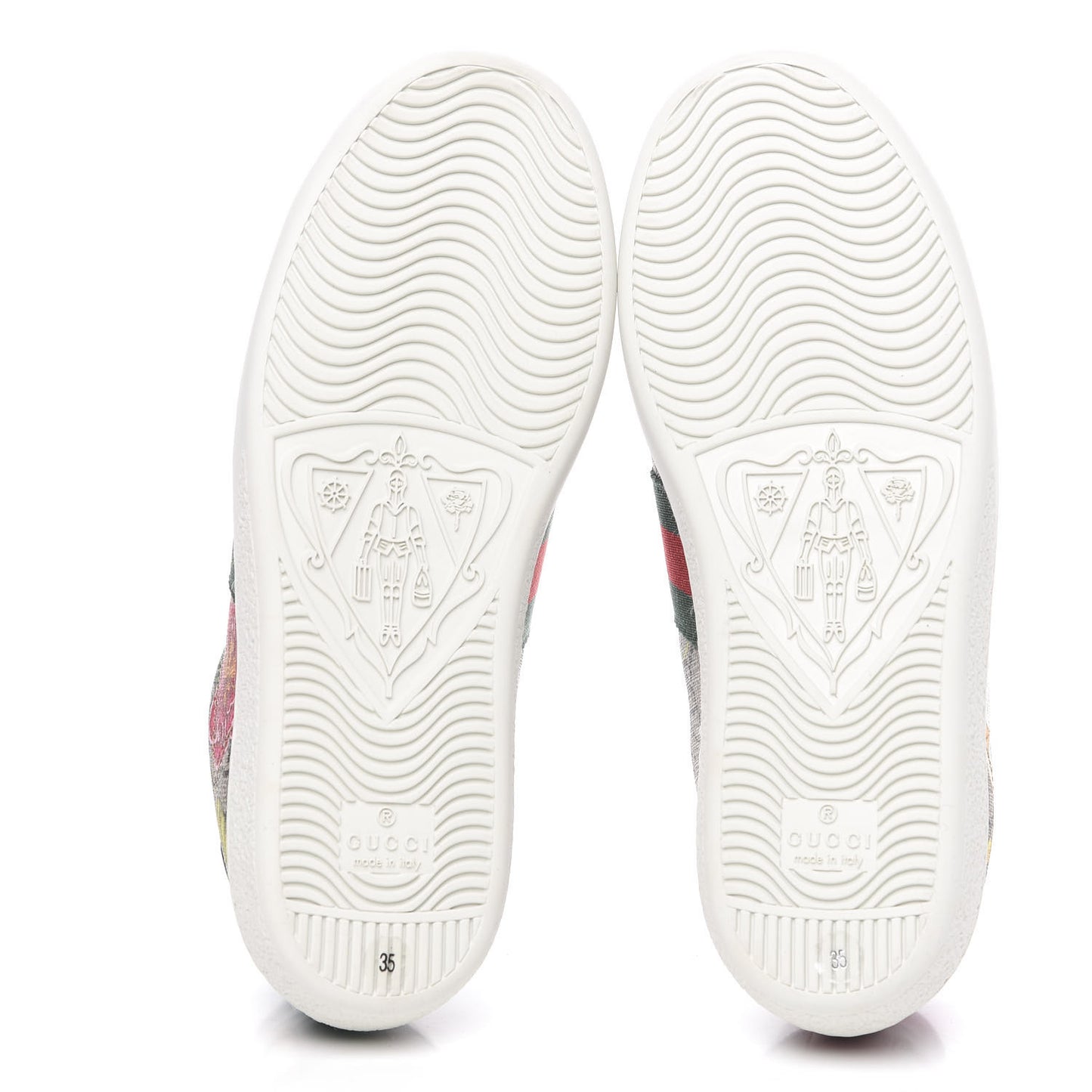 GG Supreme Monogram Flora Web Womens Ace Sneakers 35 Beige Multicolor Rosso