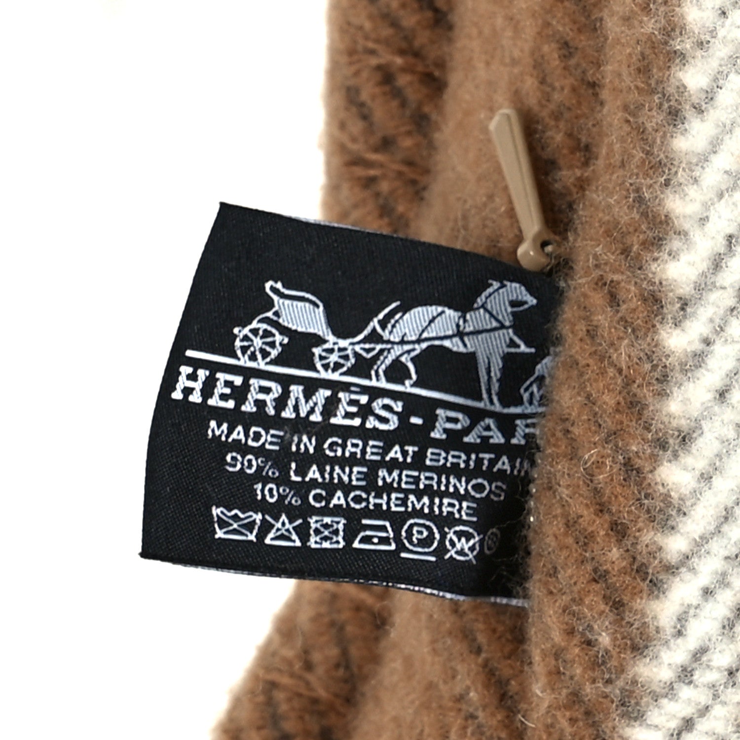 Hermes Wool Cashmere Avalon Pillow PM Ecru Camel 3 of 3